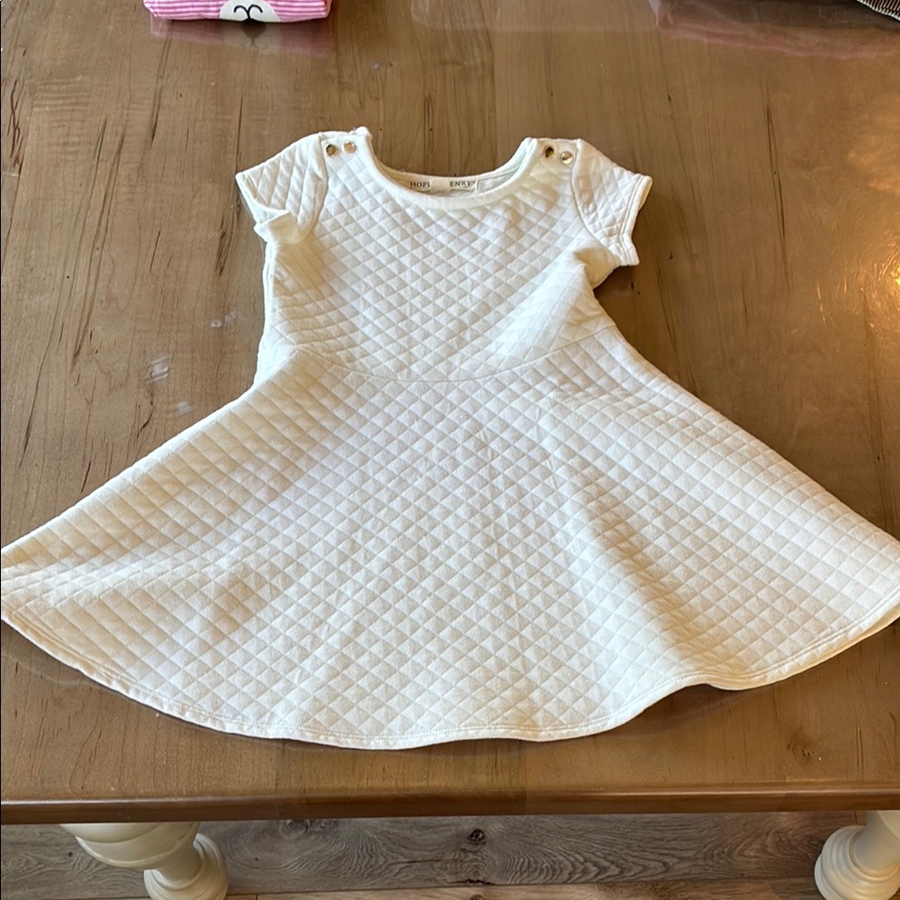 Organic Cotton Cream Quilted Kids Dress - Size 4